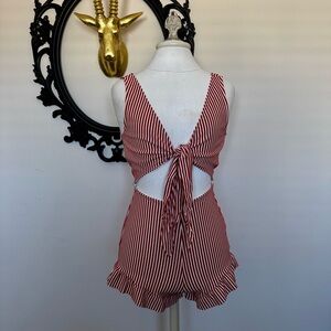 Zara Red and White Striped Romper
